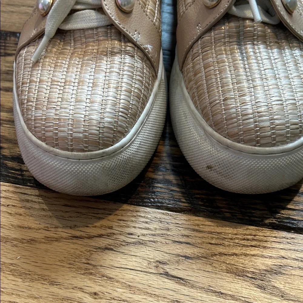 Alex Marie Tan Woven Sneakers with Pearl Accents size 7